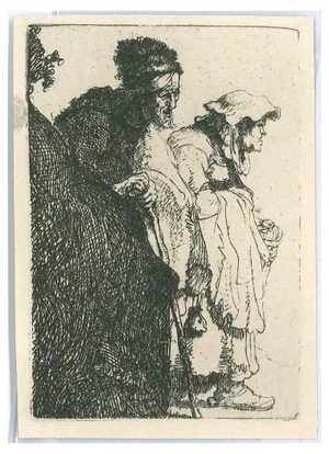 Charles Amand Durand after Rembrandt, Beggar and Beggar, 19th Century, Engraving
