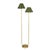 Polly Double Arm FloorLamp, Natural Brass with Olive Scalloped Shade For Sale In Detroit - Image 6 of 6