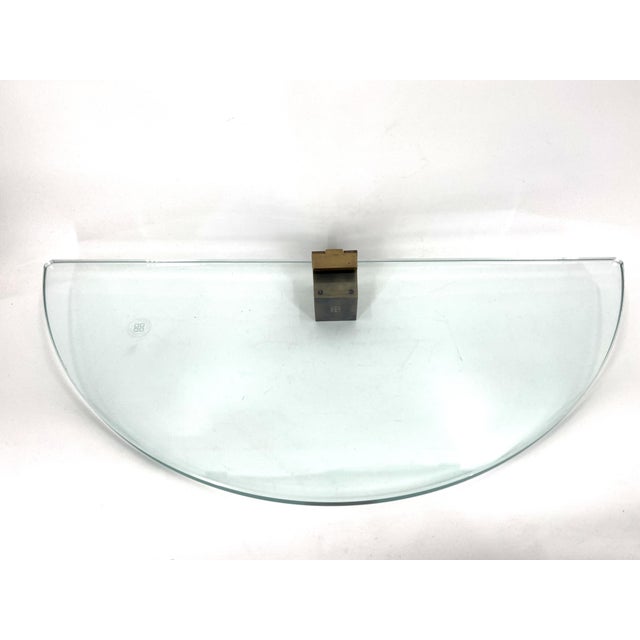 Metal Wall-Mounted Shelf in Brass and Glass from Peter Ghyczy, 1970s For Sale - Image 7 of 10