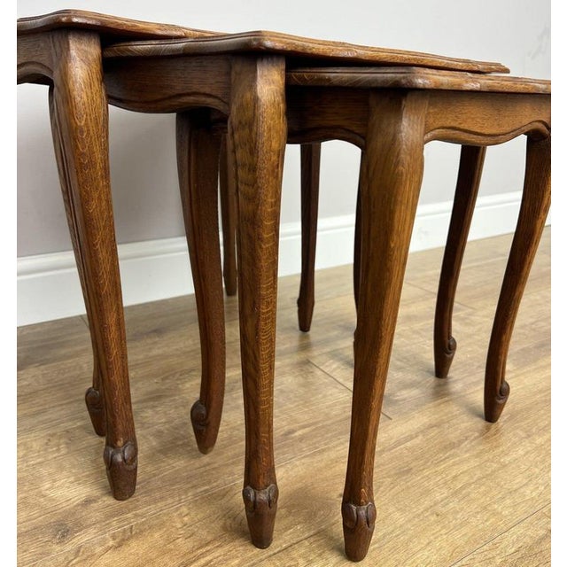 Vintage French Louis Oak Nesting Tables, Set of 3 For Sale - Image 12 of 13