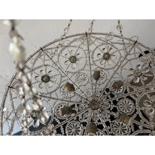 1920s Bows Maison Bagues Style Italian Beaded Crystal Chains Chandelier For Sale - Image 14 of 15