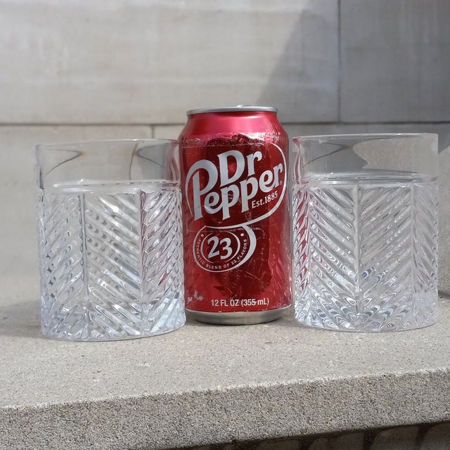 Transparent 1990s Ralph Lauren Crystal Herringbone 2x Double Old Fashioned Glasses For Sale - Image 8 of 8