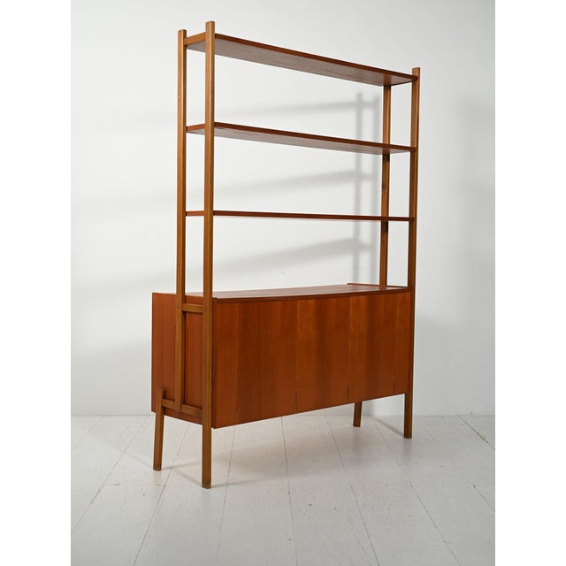 Scandinavian Teak Bookcase with Pull-Out Desk, 1950s For Sale - Image 4 of 12
