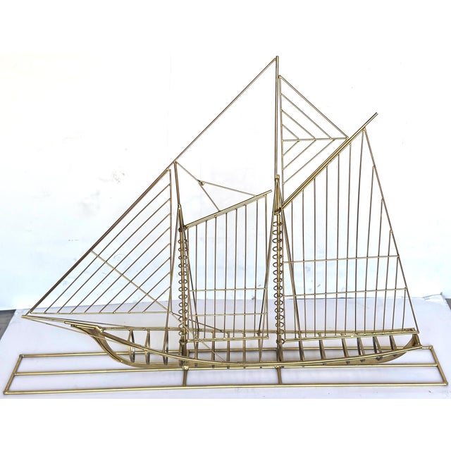 Monumental Curtis Jere Brass Sailboat Sculpture, Signed and Dated 1976 For Sale - Image 11 of 18