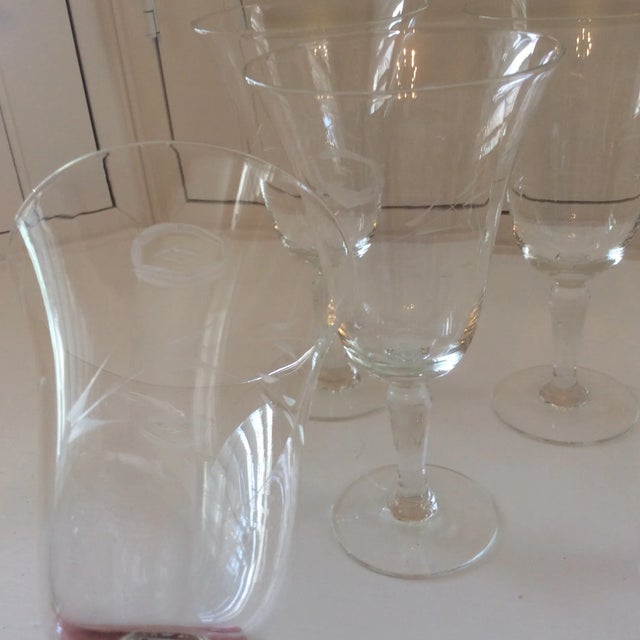 Late 20th Century Crystal Etched Wine Glasses - Set of 6 For Sale In Sacramento - Image 6 of 12