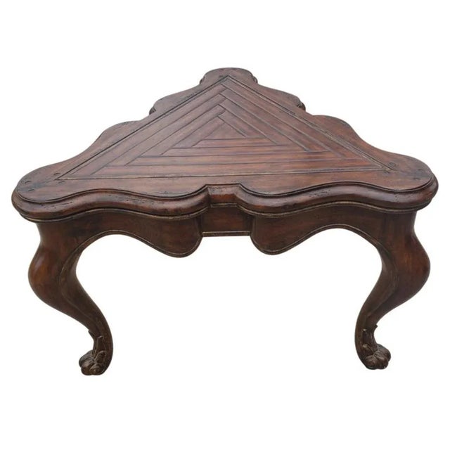 1990s Marge Carson Mahogany Loire Serpentine Triangular Cocktail, Center, Side Tables For Sale - Image 5 of 11