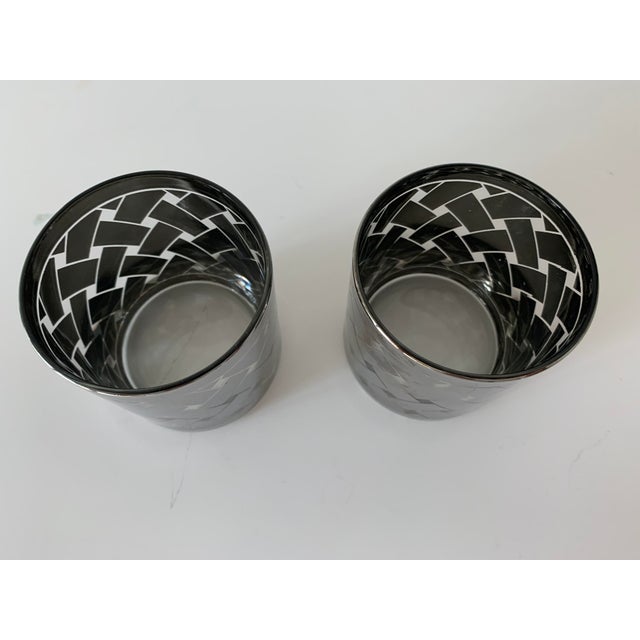 Mid-Century Modern Vintage Silver Basket Weave Low Ball Rocks Glasses- a Pair For Sale - Image 3 of 6