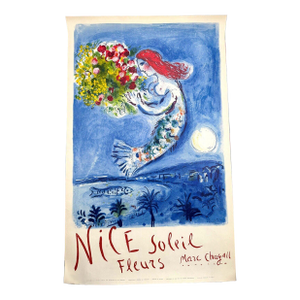 Marc Chagall Rare Baie Des Anges Stone Lithograph Original French Travel Poster Limited Edition