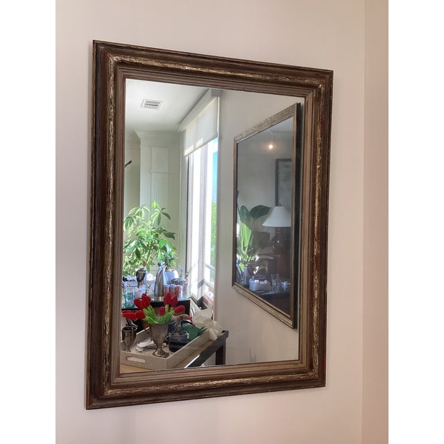 Early 20th Century Classic Distressed Wood Framed Mirror With Aged Patina & Redone Back For Sale - Image 4 of 4