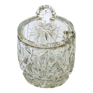 Heavy Cut Crystal Jam/Condiment Jar For Sale