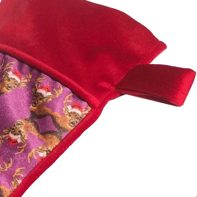 Contemporary Custom Made Velvet "What the Buck?!" Christmas Stocking, Original For Sale - Image 3 of 4