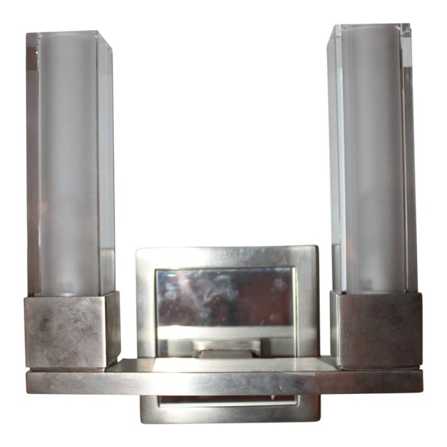 Visual Comfort Kendal Double Sconce in Polished Nickel With Clear Glass For Sale