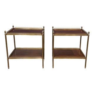 Pair of Maitland - Smith Wood and Brass End Tables For Sale