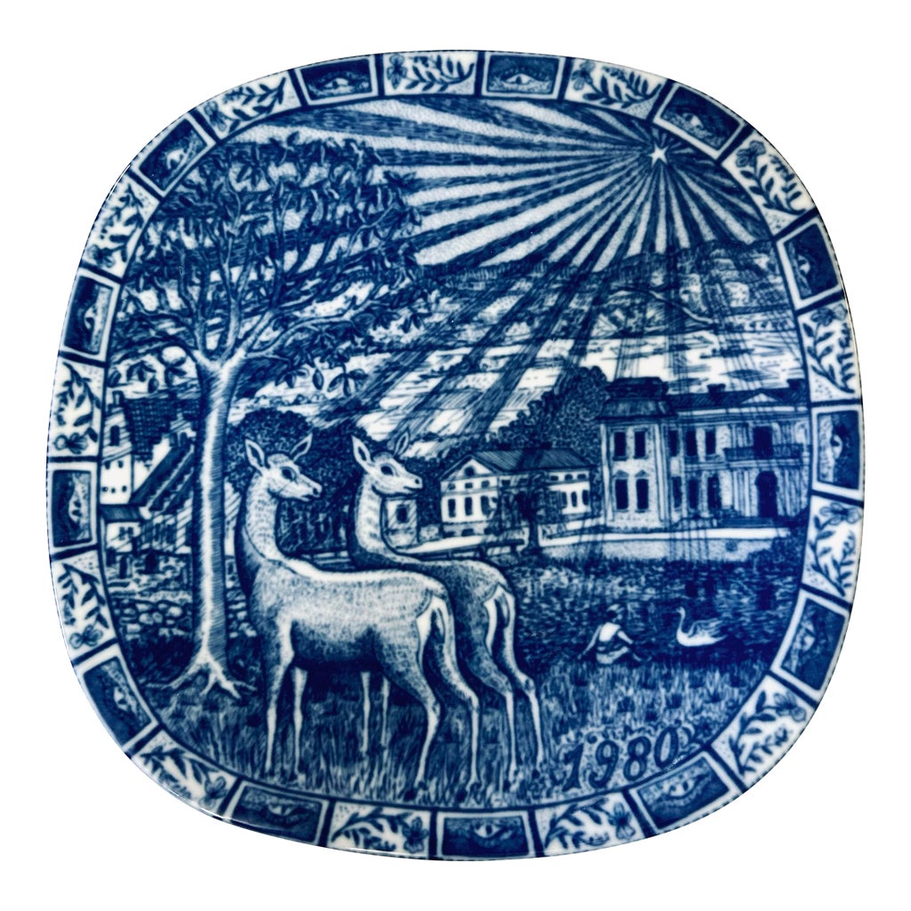 Set of 5 Swedish Blue and White Rorstrand Christmas Plates | Chairish