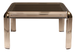 Square Acrylic and Brass Coffee Table in the style of Karl Springer, 1970s