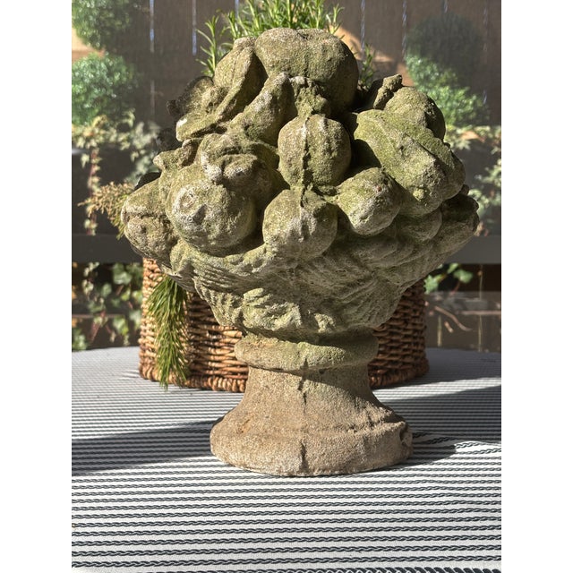 Vintage Cast Stone Fruit Basket Garden Urn For Sale - Image 16 of 16