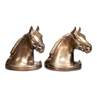 Bronze Plated Horse Head Bookends by Gladys Brown for Dodge Inc.1946 For Sale
