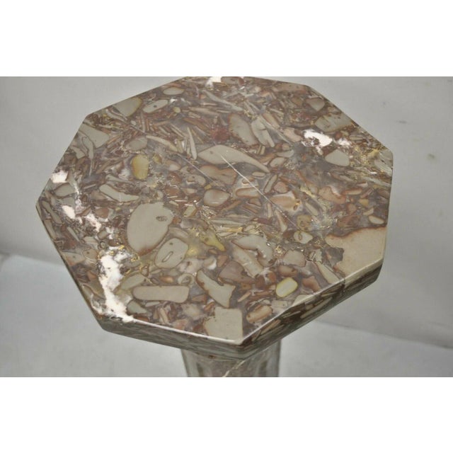 Vintage Italian Empire Style Purple Brown Marble Column Pedestal Plant Stand For Sale In Philadelphia - Image 6 of 12