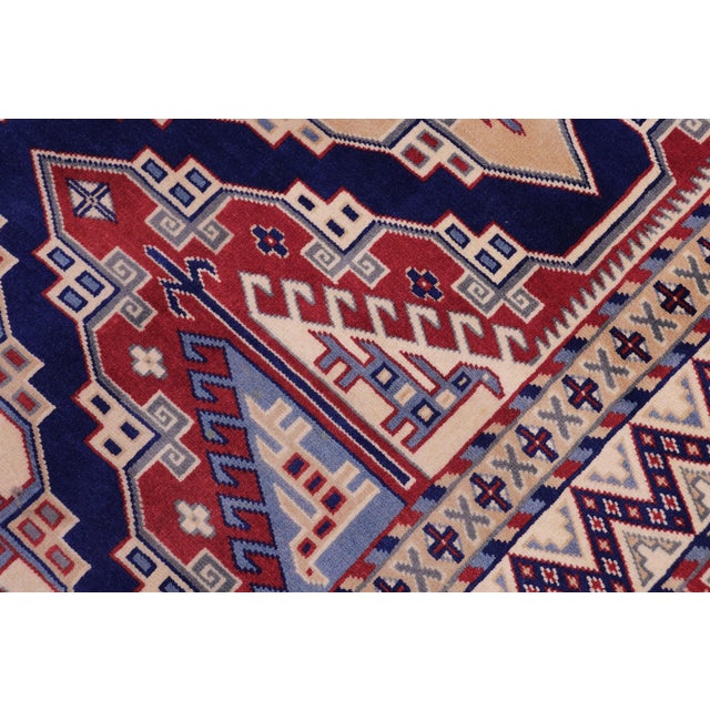 Rustic Shirwan Blue/Beige Wool Rug - 4'4''x5'11'' For Sale In New York - Image 6 of 10