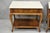 French Country Provincial Rectangle Travertine Marble Top Walnut End Table Pair For Sale - Image 4 of 12
