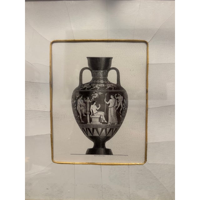 Pair of Neoclassical Engravings of Greek Vases in Custom Black & Gilt Frames For Sale In Los Angeles - Image 6 of 14