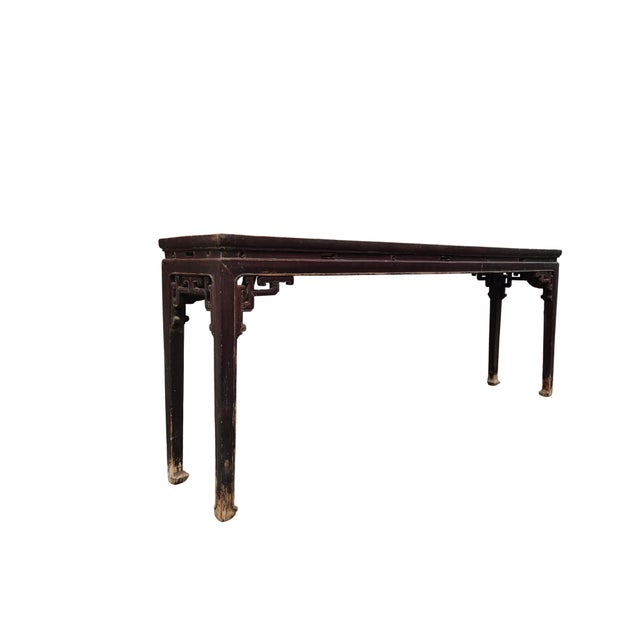 A rare find in its original condition, this early 19th century Chinese elm console table retains all original wood,...