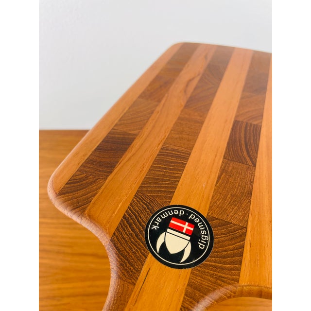Vintage 1960s Danish Modern Staved Teak Wood Cutting Charcuterie Board by Digsmed For Sale - Image 9 of 9