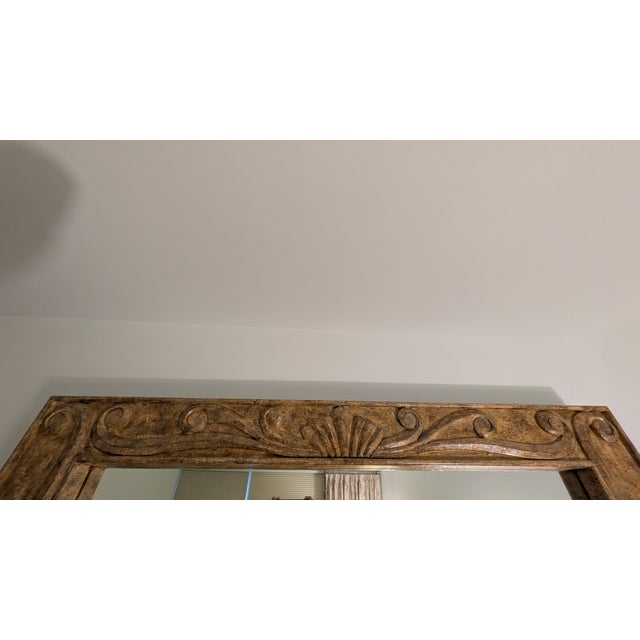 Modern 1990s Carved Frame Square Mirro For Sale - Image 3 of 3