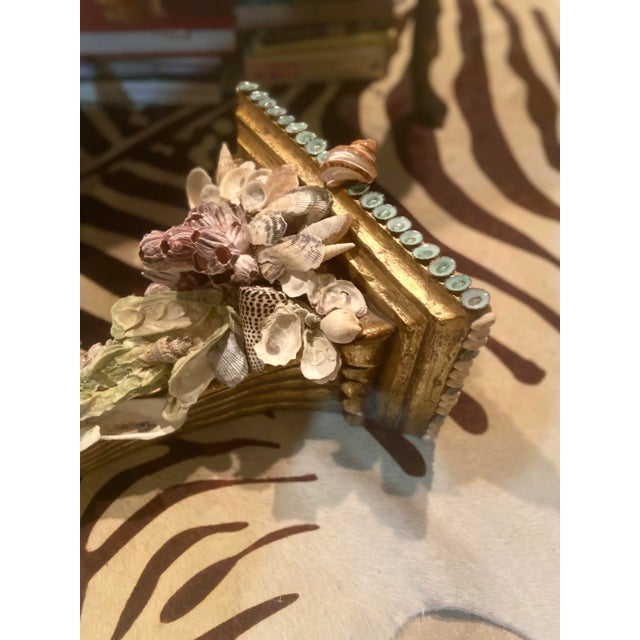 Gold Shell-Encrusted Decorative Wall Brackets - Pair For Sale - Image 8 of 11