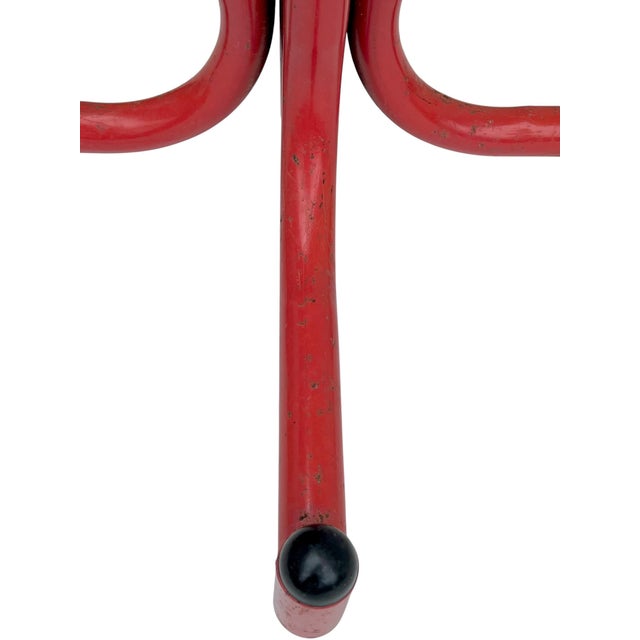 Memphis Group Vintage Memphis Style Red Metal Coat Rack | Postmodern Freestanding Hall Tree For Sale - Image 4 of 16