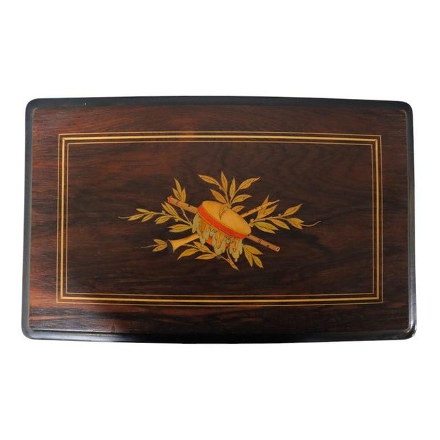 Late 19th Century Chinese Rosewood & Marquetry Inlay Figural Automaton Cylinder Music Box C1890 For Sale - Image 5 of 16