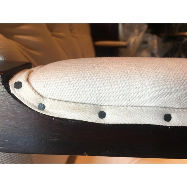 Linen White Linen Tufted Button Back Chesterfield Couch For Sale - Image 8 of 11