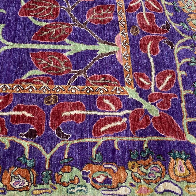 Purple Fine Aubergine Persian William Morris Hand-Knotted Wool Rug - 9'2" X 12' For Sale - Image 8 of 12
