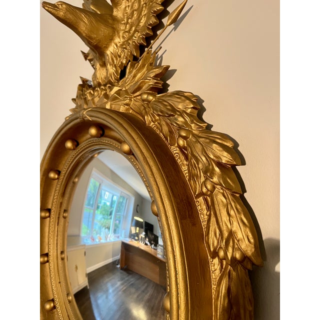 Bullseye Mirror With Eagle Crest 42" High Federal Style 13 Colonies by Turner Manufacturing. For Sale In Providence - Image 6 of 6