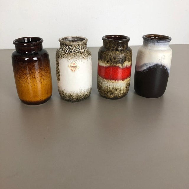 Vintage Pottery Fat Lava 231-15 Vases attributed to Scheurich, Germany, 1970s, Set of 4 For Sale - Image 3 of 16
