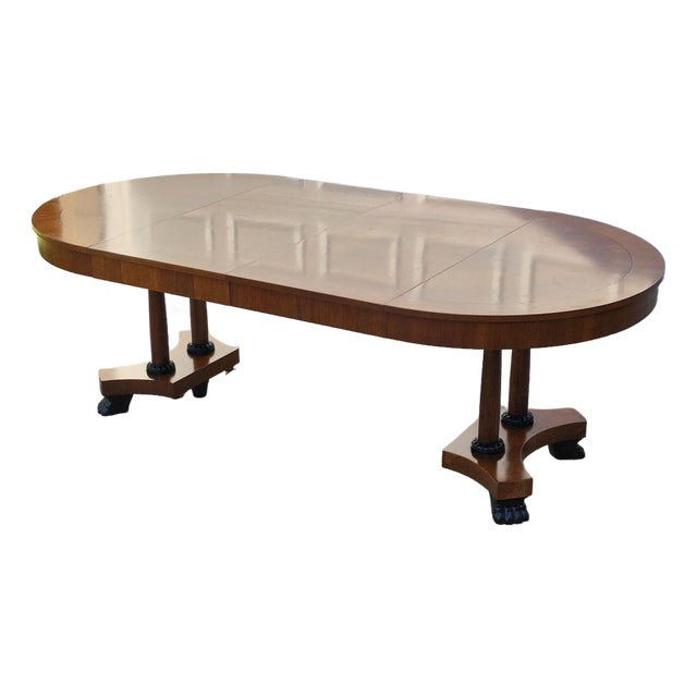 1992 Baker Furniture Palladian Oval Extension Dining Table French Empire Biedermeier Neoclassical For Sale