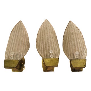 Murano Glass Wall Lamps from Barovier & Toso, 1940s, Set of 3 For Sale