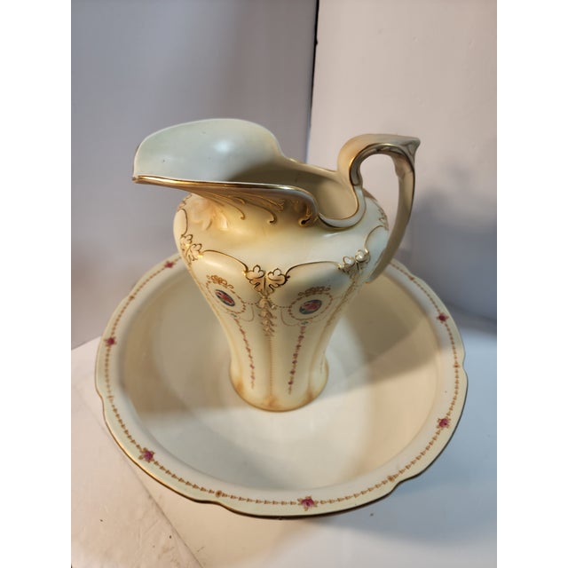 F. Winkle & Co. Hand Painted Antique Bowl and Pitcher For Sale - Image 9 of 9