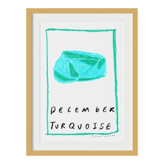 December Turquoise Birthstone Print by Tatiana Alida in Gold Frame For Sale