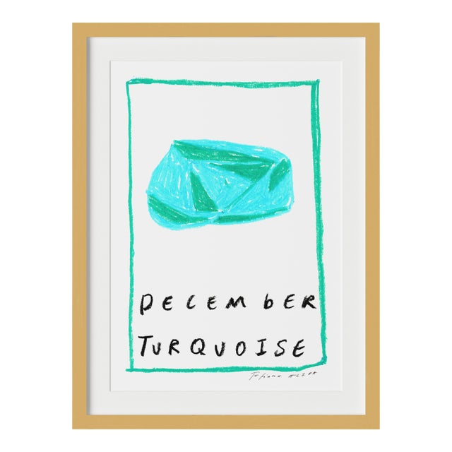 December Turquoise Birthstone Print by Tatiana Alida in Gold Frame For Sale