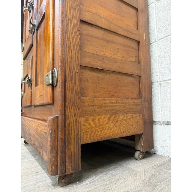 Antique Coldtite Oak Ice Box For Sale - Image 9 of 10