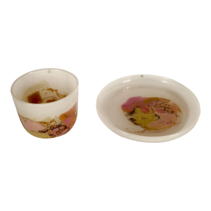 Scandinavian Art Glass Centerpiece Bowl and Plate Set by Gro Bergslien for Hadeland Norway, 1970s