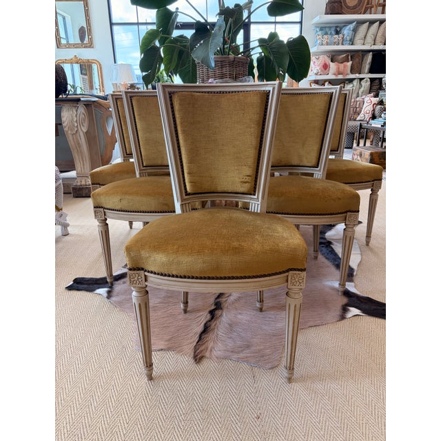 1940s Set of 6 Louis XVI Style Accent Side Chairs For Sale - Image 4 of 7