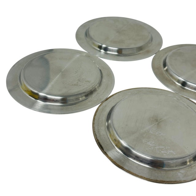 Rarest Paul Wirths Toledo Gold Coasters Set 6, 24k Gold Relief Mirror Stainless Steel, Museum Quality Solingen Germany MCM Barware Survivor For Sale - Image 9 of 12