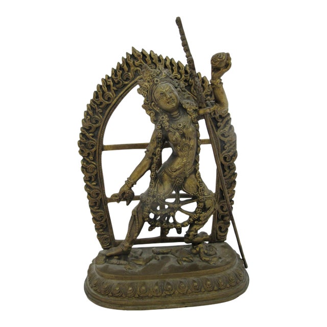 Tibetan Buddhist Brass Vajrayogini Wisdom & Energy Deity Goddess India Statue For Sale