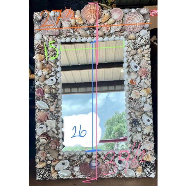 American Handcrafted Seashell Encrusted Wall Mirror For Sale - Image 12 of 12
