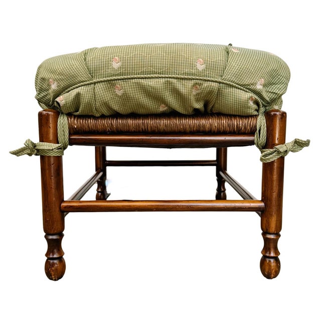 Late 20th Century Custom-Made Country French Ladderback Armchair and Ottoman Set by Calico Corners For Sale - Image 15 of 18