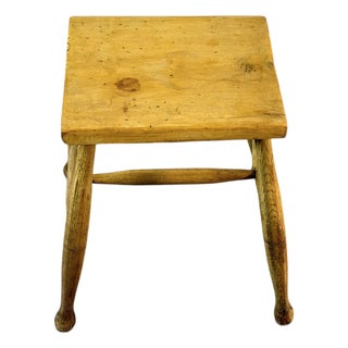 19th Century English Sycamore Dairy Stool/Side Table With Turned Legs For Sale