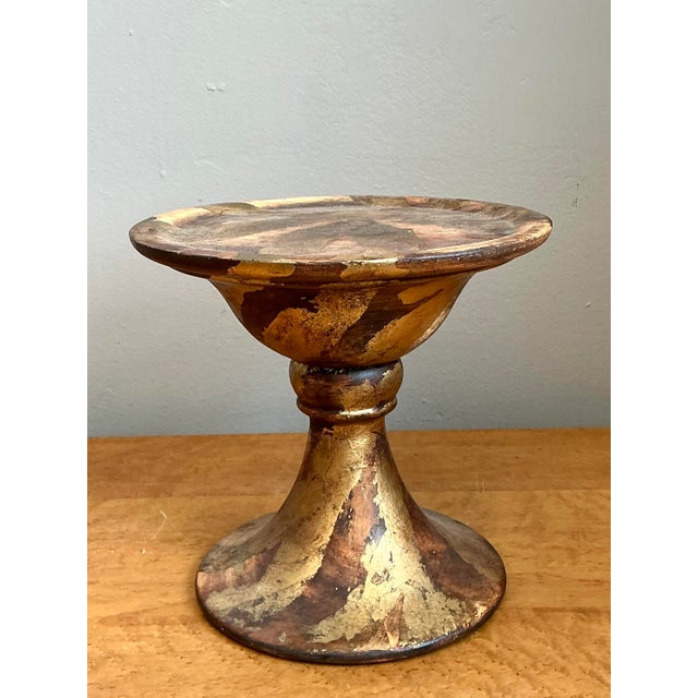 Late 20th Century Vintage Gilt Striped Ceramic Pedestal For Sale - Image 5 of 12