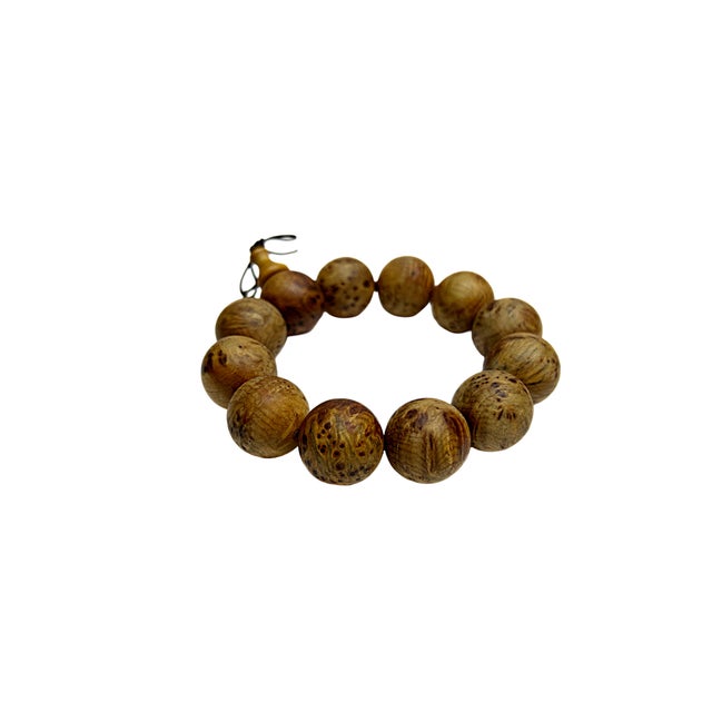 1990s Chinese Light Cypress Beads Hand Rosary Praying Bracelet For Sale - Image 5 of 7
